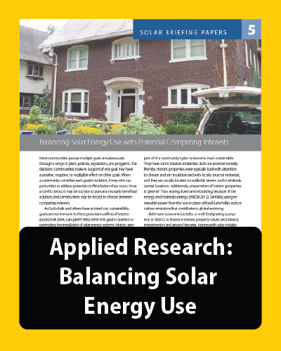 Balancing Solar Energy Use with Potential Competing Interests (Solar Briefing Papers 5 December 2012)