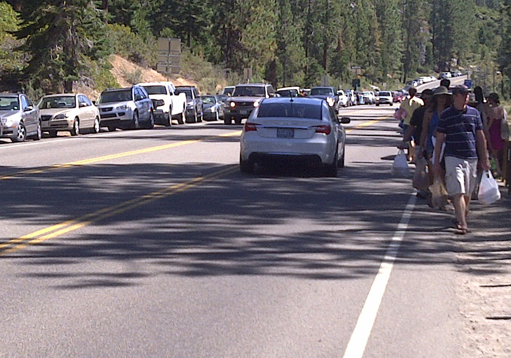 Photo: The lack of sufficient parking, sidewalks and transit from mobility hubs often puts visitors in harm’s way of traffic.