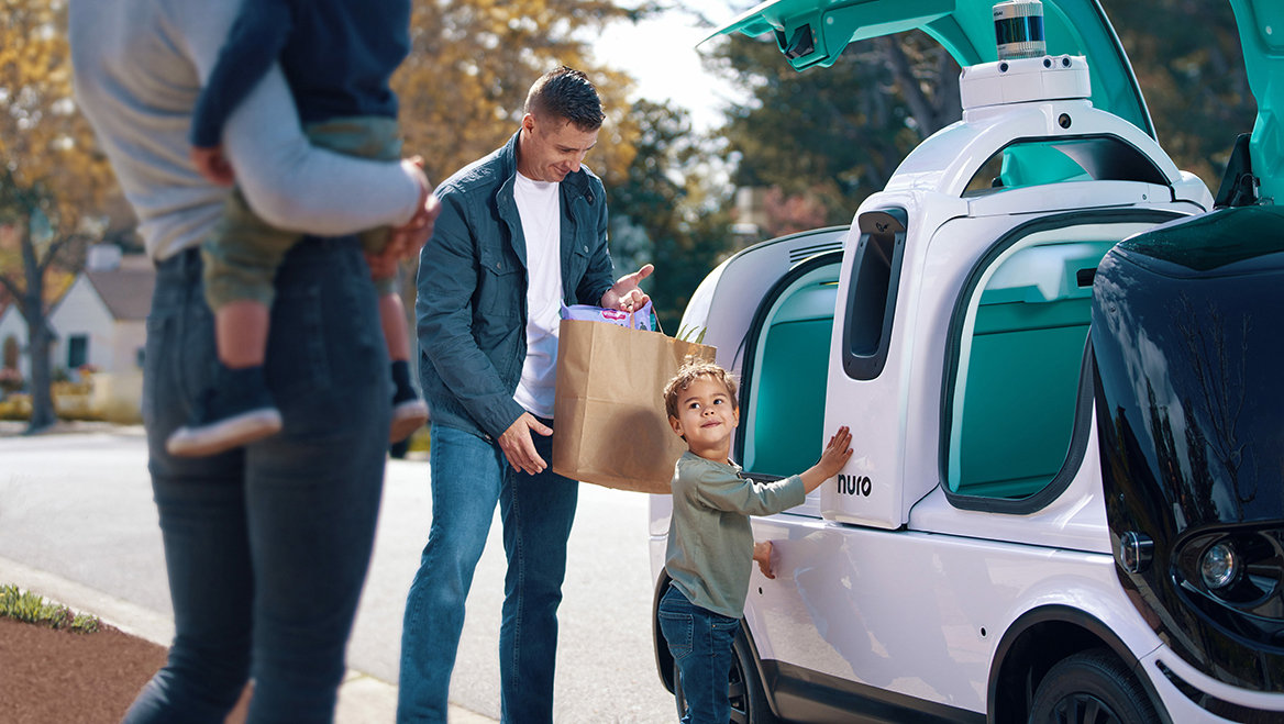 Autonomous vehicles that deliver groceries and medicines could create jobs – or contribute to job loss. Fair labor practices could prove to be an important consideration for AV regulators. Image courtesy of Nuro.