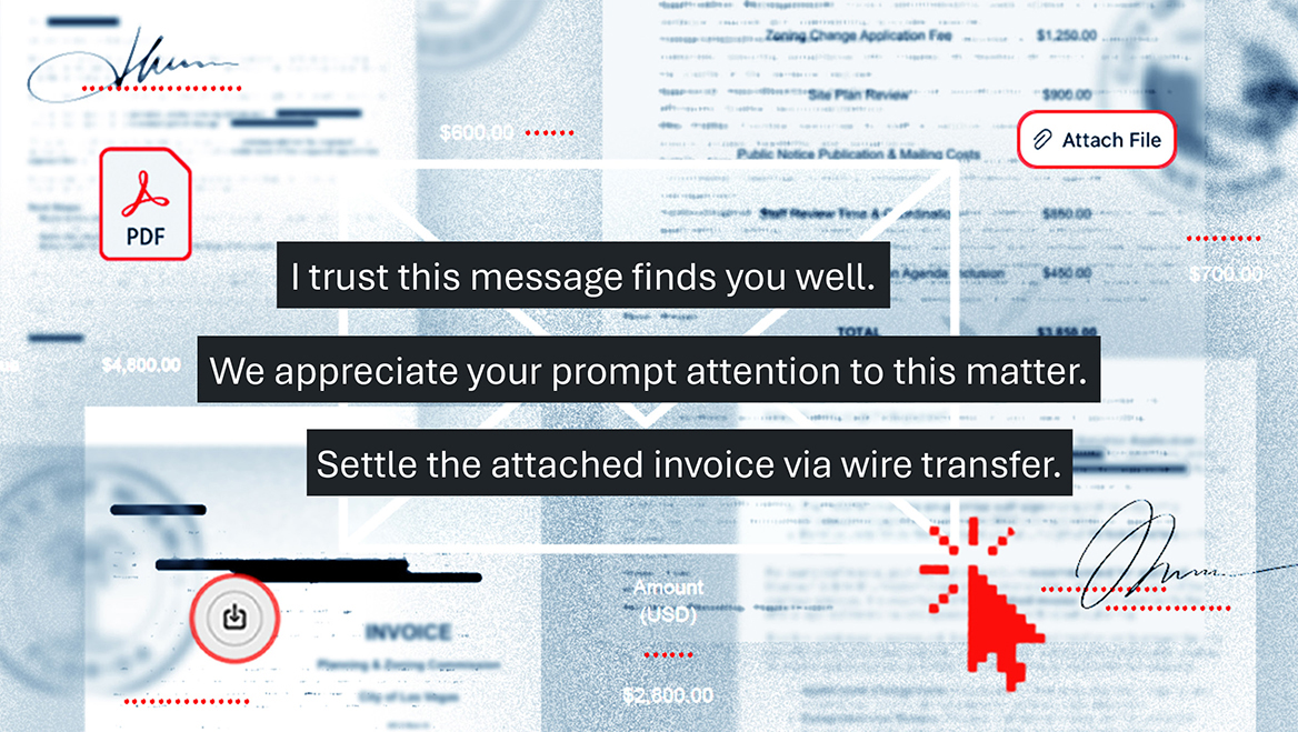 Planning departments are rethinking digital security as a swarm of imposters scrape public records to send clients fake invoices.