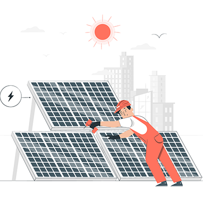 A person installing solar panels.