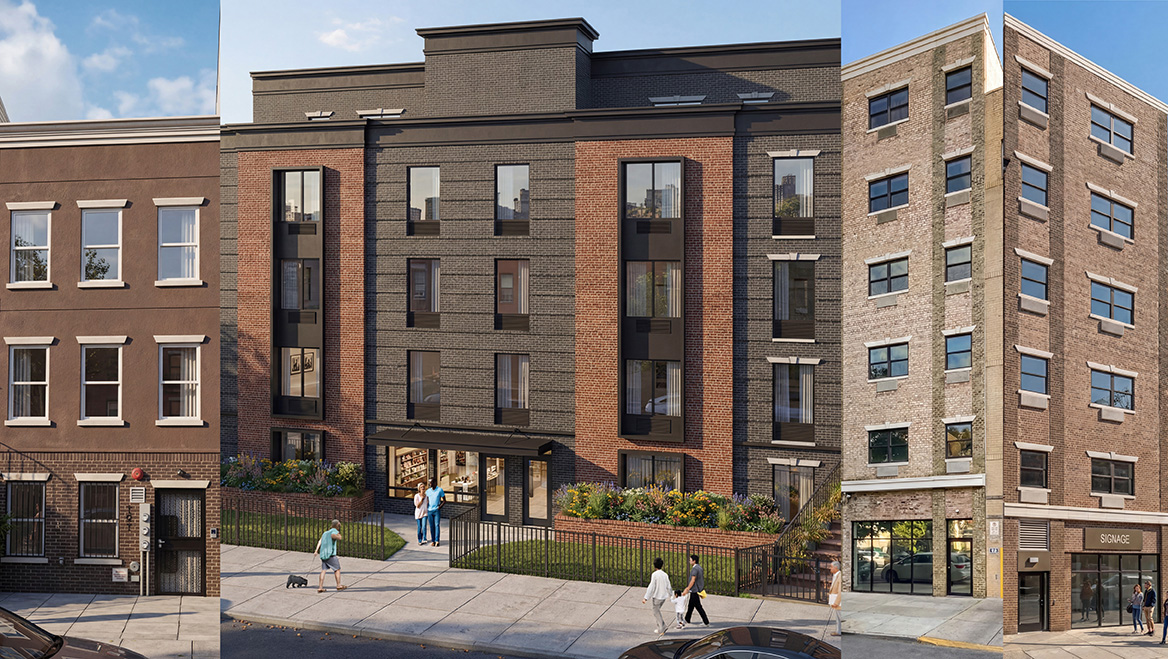 Founded in the Bronx in 1960, Ponce Bank has amassed a portfolio of $690 million in multifamily housing financing that has supported projects like 45 for-sale housing units in Brooklyn's Bed-Stuy neighborhood. Images courtesy of Oscar Perry Abello; Ponce Bank; Gerry Caliendo.