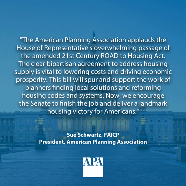 House Passes 21st Century ROAD to Housing Act Image Sue Schwartz Statement Quote