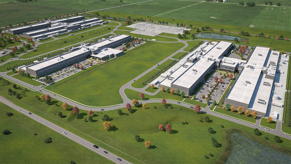 Meta's DeKalb data center is supported by 100 percent renewable energy from two wind energy projects in Morgan and DeWitt counties. Image courtesy of Meta.