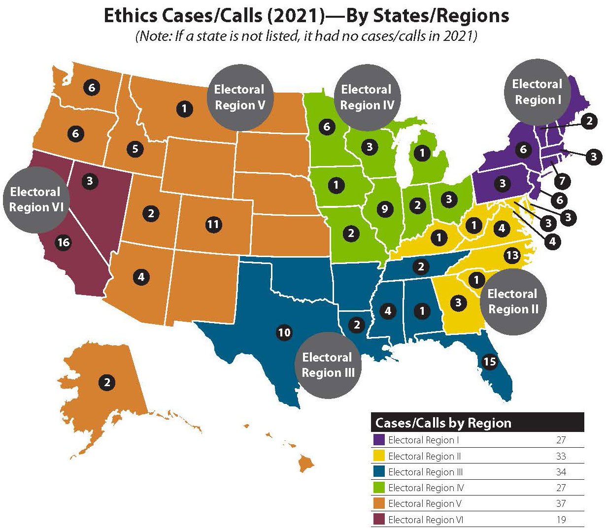 2021 Ethics Cases by Region