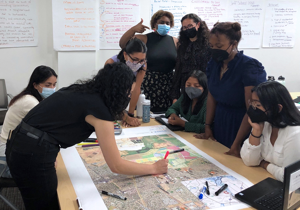 Interns begin the site planning process. Photo provided by Gary Jakobs.