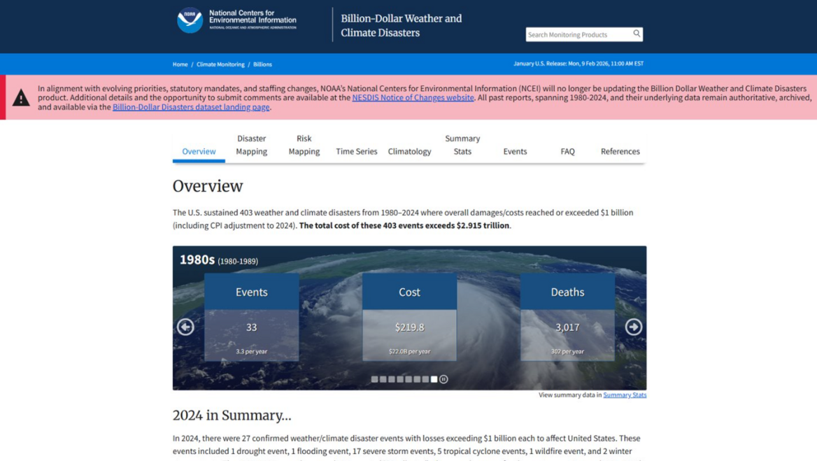 A screenshot of a government website with a warning message that the information is not up to date.