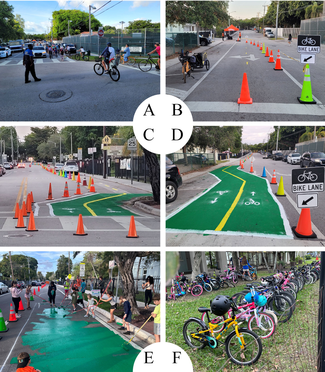 Figure 1: Evolution of Bike Lane to School Day and bike lane pop-ups on Matailda Street, 2021-2024 (Credit: Authors)