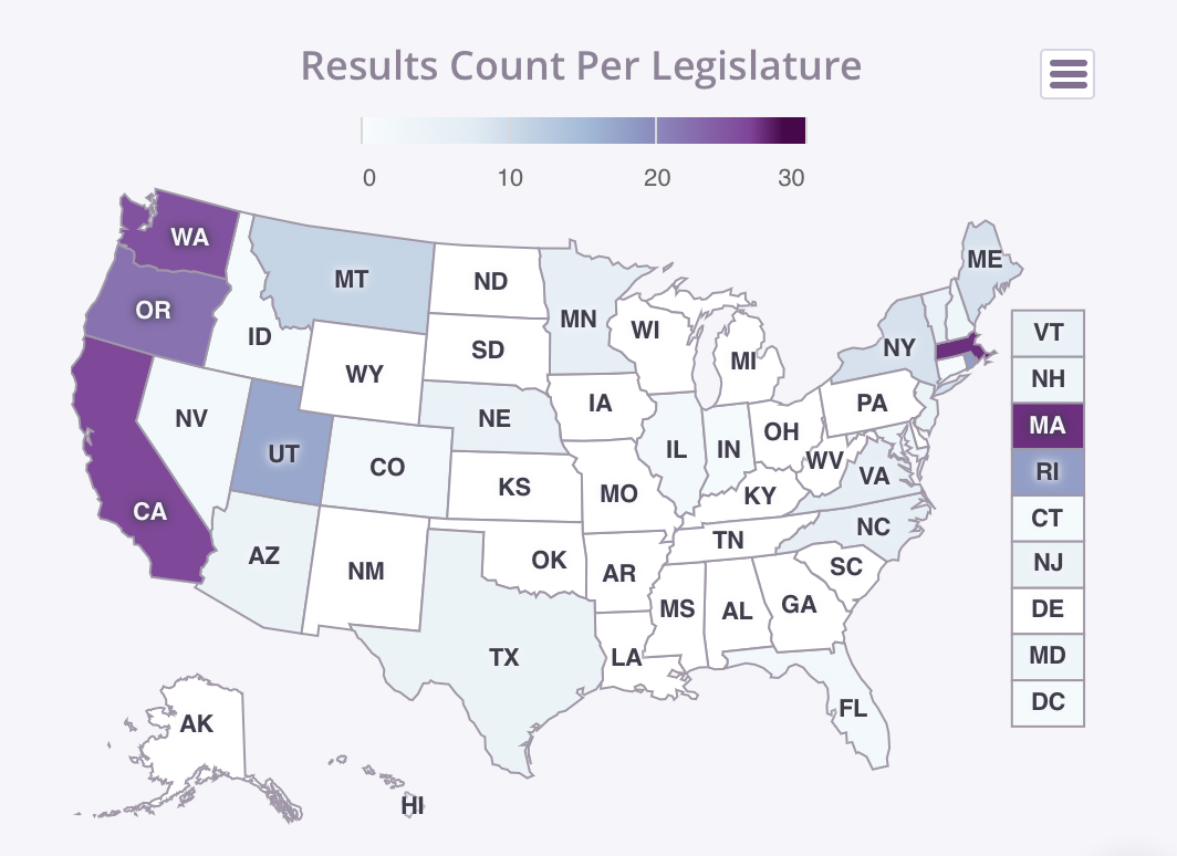 Results counts per legislature.
