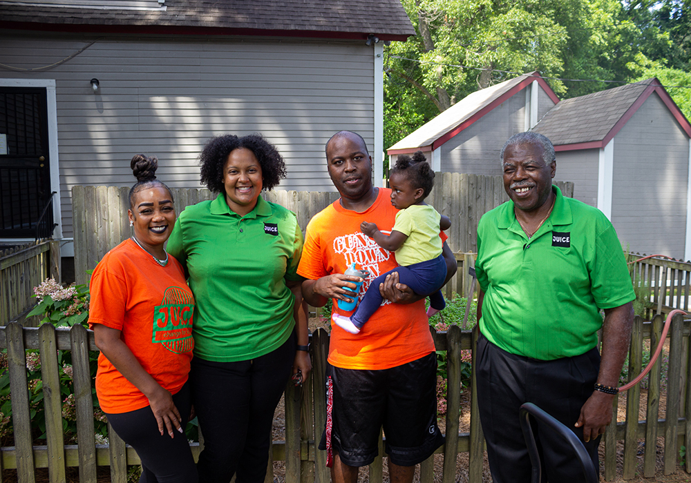 Topic leaders and residents getting ready to be interviewed by Rhodes College video team, who helped document the Mound Up! process and make replication easier in the future.