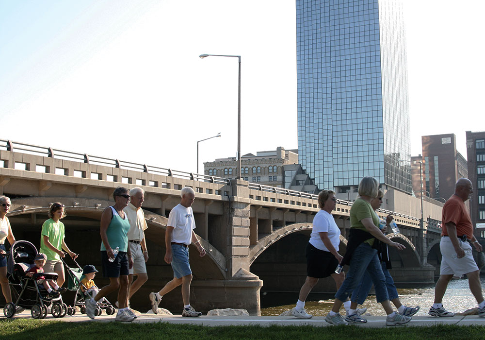 The riverwalk along the Grand River