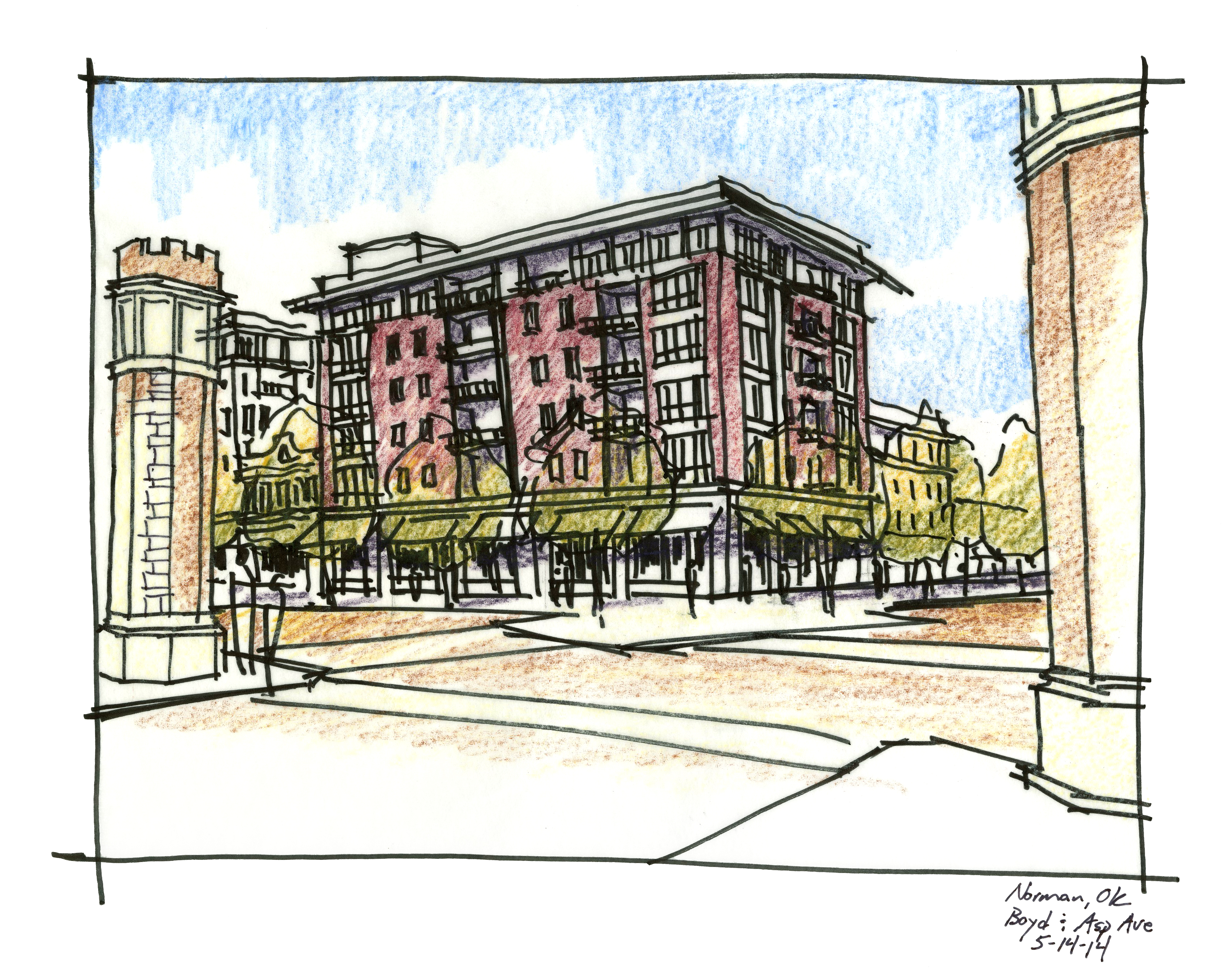 Campus Corner’s first rendering showing a taller, modern building