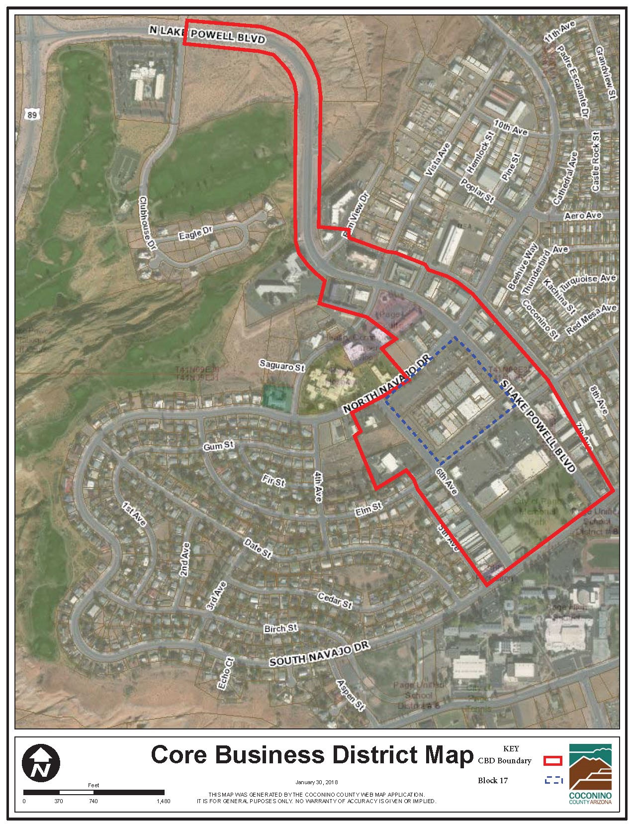 A study area map for the 2018 CPAT in Page, Arizona.