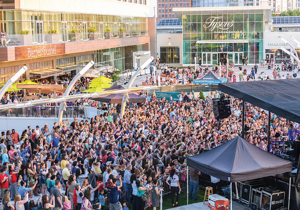 The elevated plaza at Tysons Corner Center, Virginia