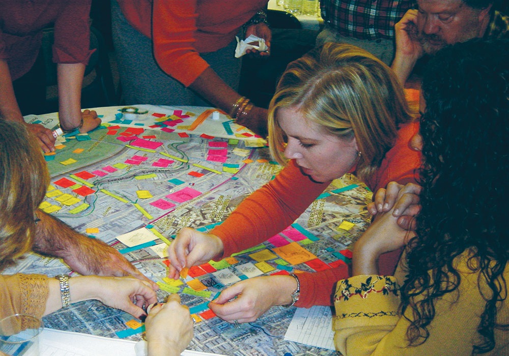 Sticky notes are a low-tech, but effective, tool for workshop participants