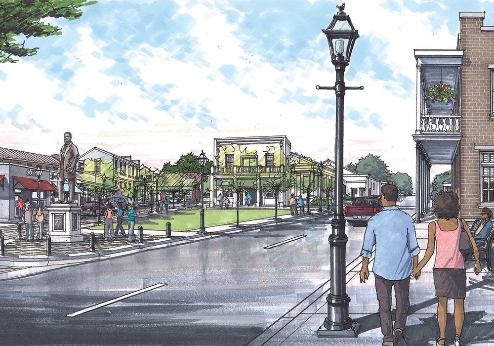 A rendering of how MLK Triangle's makeshift parking lot could be transformed