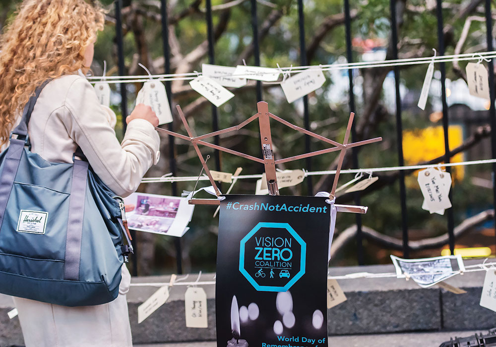 Memorial at a 2015 World Day of Remembrance for Road Traffic Victims event in San Francisco. Photo by Arunsankar Muralitharan, courtesy Walk SF (walksf.org).