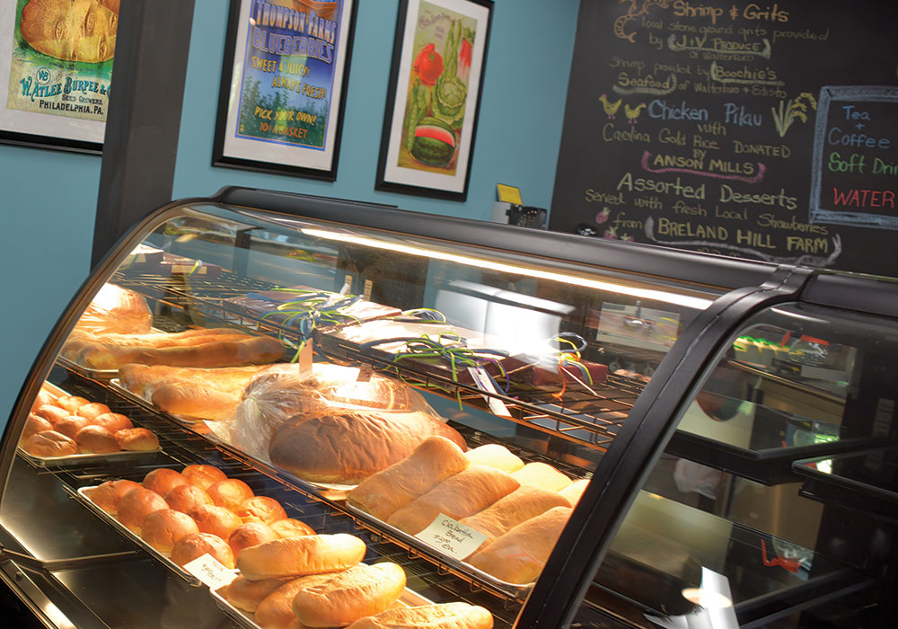 The Marketplace in Walterboro, South Carolina, plays several roles. A gift shop with local products complements a cafe that sells freshly made foods from the commercial kitchen. It’s also used as an event space and has become a bustling hub for community and tourism. Photo by Barry McRoy/Courtesy Colleton County.