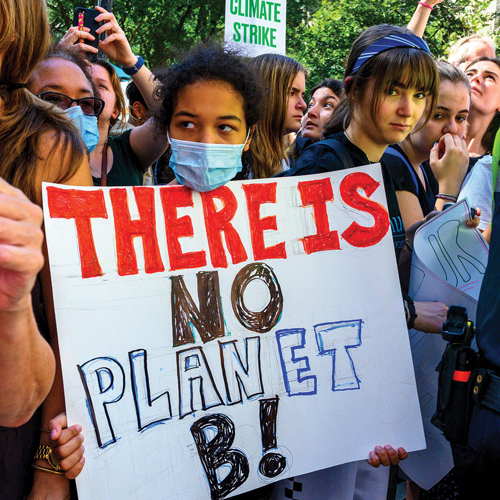 Tens of thousands of New Yorkers took to the streets during September’s global Climate Strike. Photo by Enrique Shore/Alamy Live News.