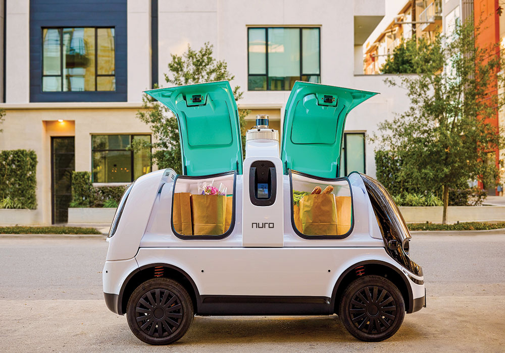 The self-driving grocery delivery vehicle Nuro R2 has brought groceries to Kroger customers in an area of Scottsdale, Arizona, since 2018. Now it's offering its service in several Houston zip codes.