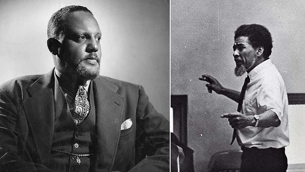 Horace Cayton, Jr. (left) in 1945 and St. Clair Drake in a 1970 yearbook photo. Photos courtesy Chicago Public Library, Vivian G. Harsh Research Collection, and Stanford University.