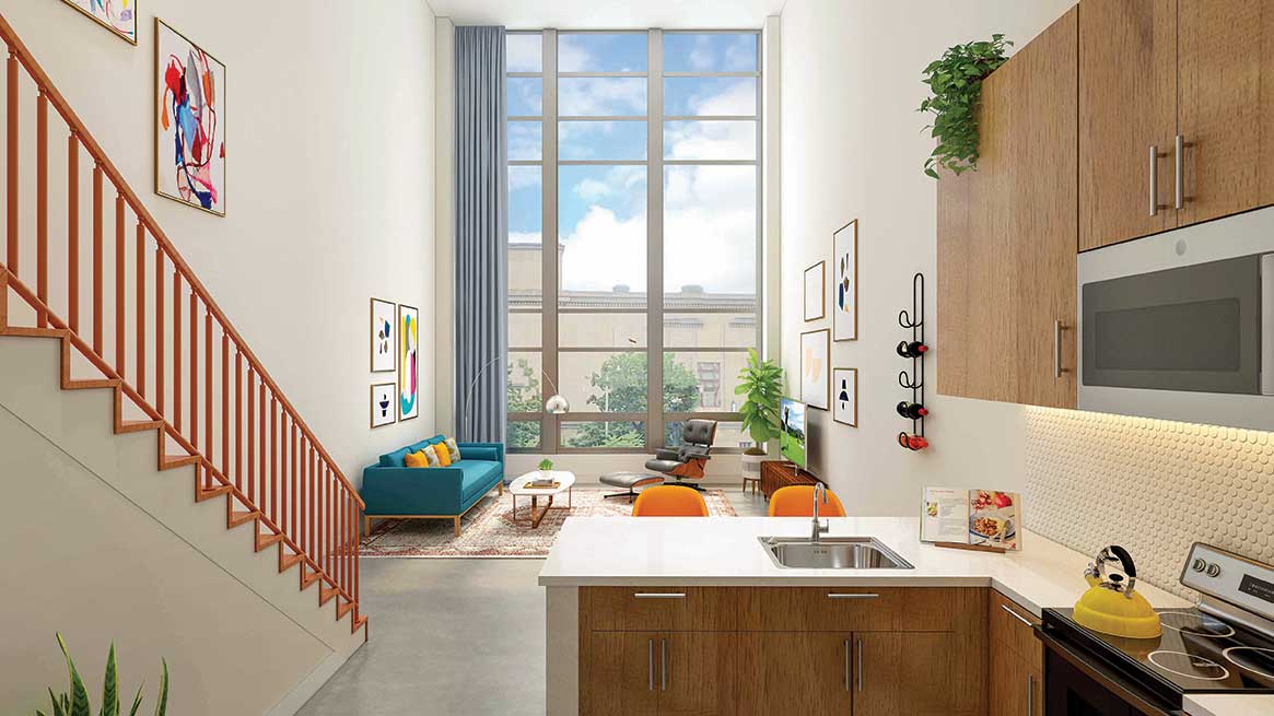 Part of a former courtroom was transformed into an affordable unit