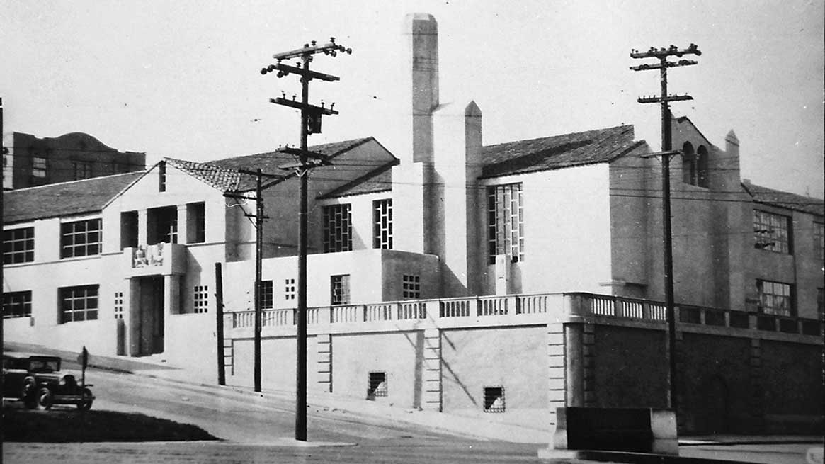 Built in the Spanish Colonial Revival style in 1924, this former school is now senior housing.