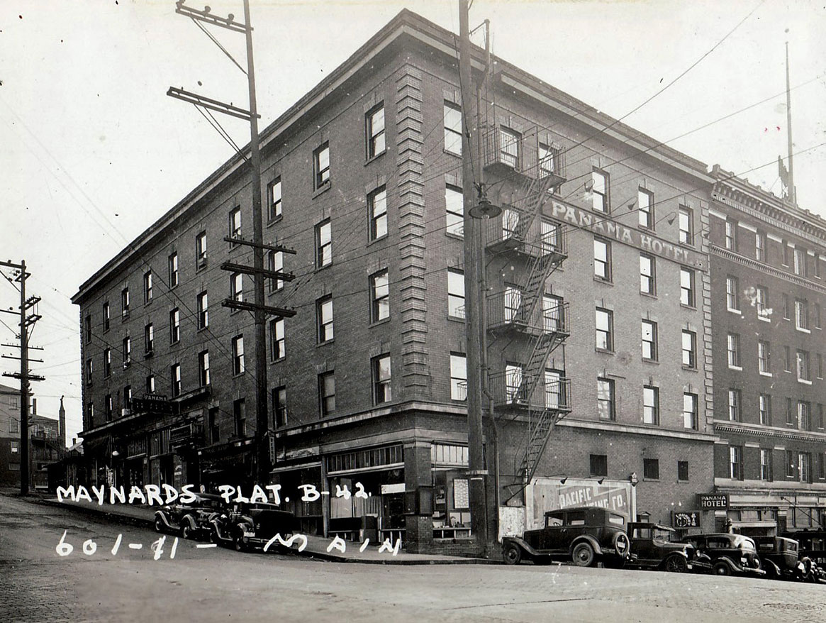 The Panama Hotel, a National Historic Landmark and National Treasure, has been a continuously operating SRO since it was built in 1910. Photo courtesy Puget Sound Regional Archives — WPA Collection.