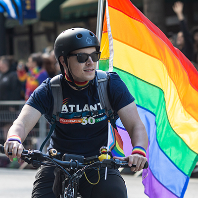 Cyclist at the 2023 Atlanta Pride parade