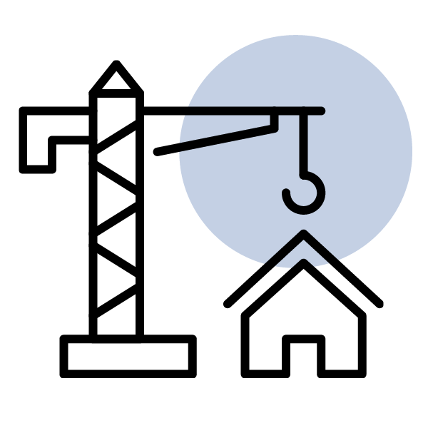 Manufactured Housing (21st Century ROAD to Housing Act) A spotlight on a construction crane with its hook directly over a completed home.