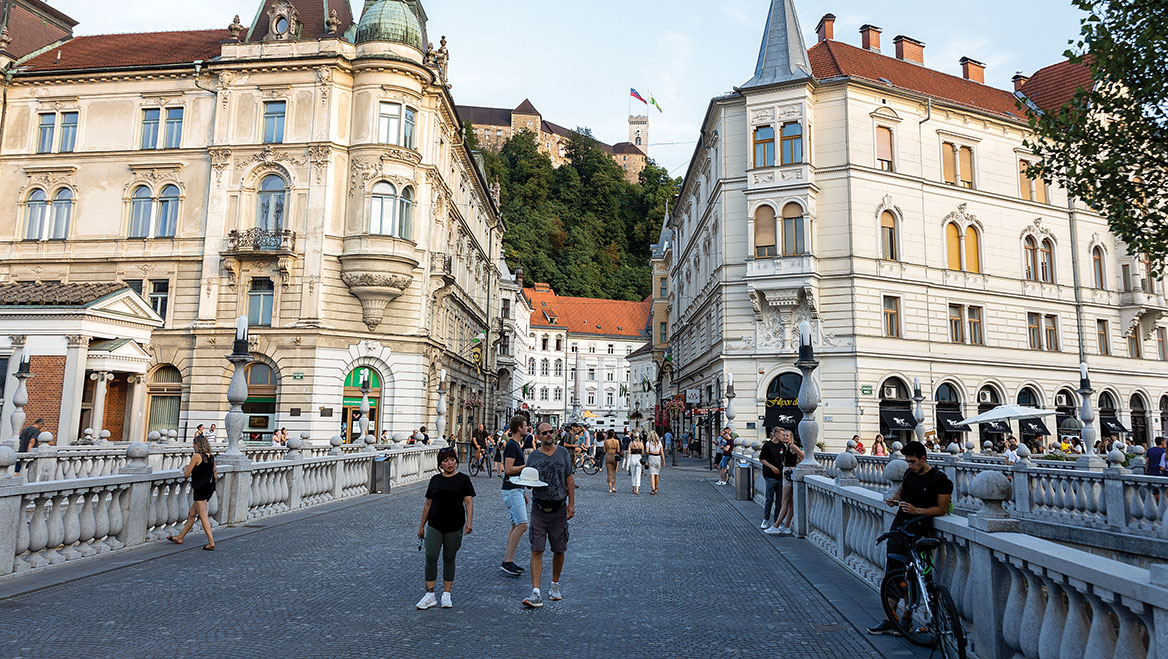 Ljubljana, Slovenia, converted its entire downtown to a car-free zone. Photo by Robert Pavsic/iStock Editorial/Getty Images Plus.