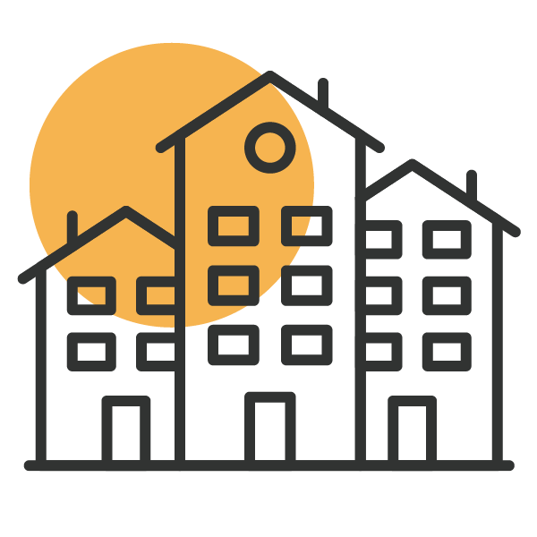 CDBG Updates (21st Century ROAD to Housing Act) A spotlight on three, narrow, mid-rise residential buildings.