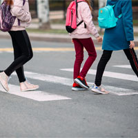 Students crossing the street