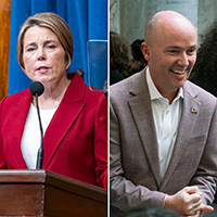 side by side image of Governor Healey and Governor Cox