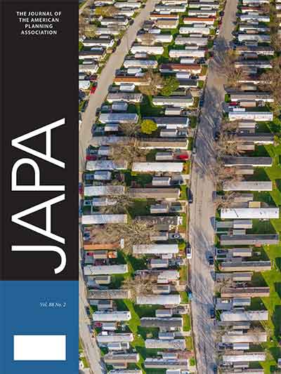 JAPA cover, Vol 88, No 2 Cover of Journal of the American Planning Association, Vol. 88, No. 2.