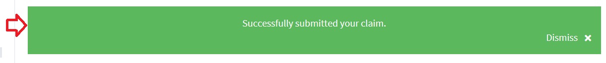 Part of the CM logging process, image of the confirmation the claim was successfully added