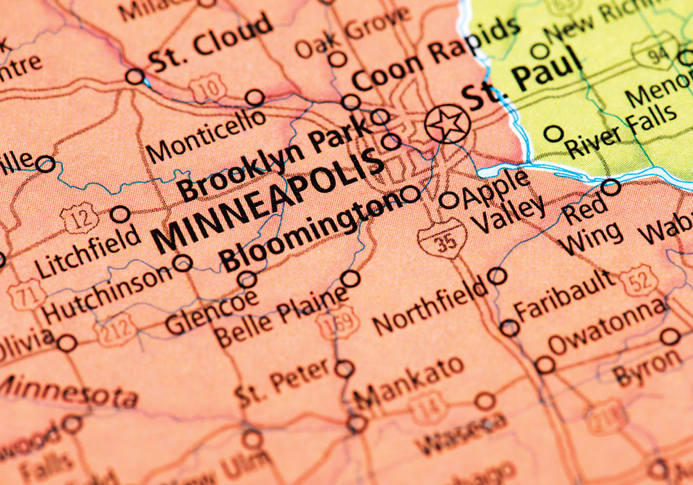 Getty image of the map of Minneapolis