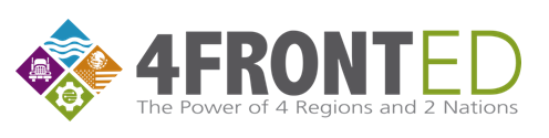 Logo of 4Fronted Arizona-Mexico Border Business Case, a Donald Hunter Award winner, APA Economic Development Division.