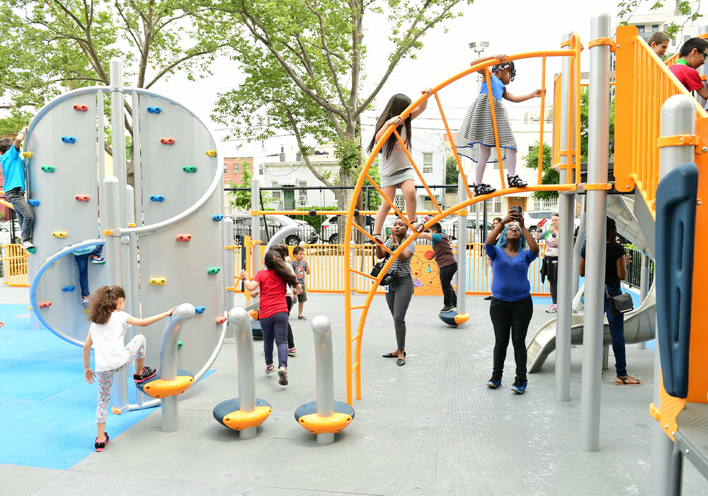 Opened June 27, 2017 following a $3.5 million renovation, Van Alst Playground in Queens is the first completed CPI project. Photo Credit: Malcolm Pinckney/NYC Parks