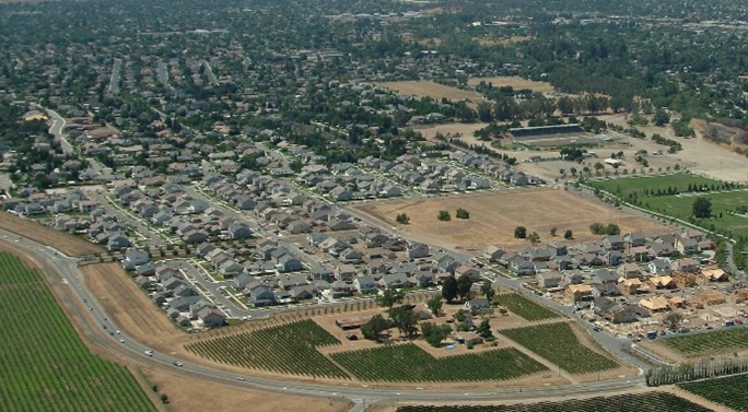 Figure 1. Data from autocentric suburban areas (PAS Memo) Data from autocentric suburban areas is not accurate for estimating trip generation from mixed use development projects. Photo courtesy Fehr & Peers.