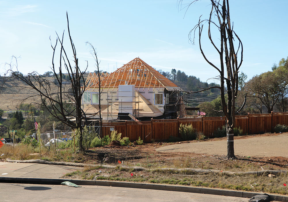 Rebuilding of homes is under way in Santa Rosa after the 2017 Tubbs Fire. The city’s original Housing Action Plan has had to evolve; an urgency ordinance helped streamline the permitting process in the rebuild area. Photo courtesy City of Santa Rosa.