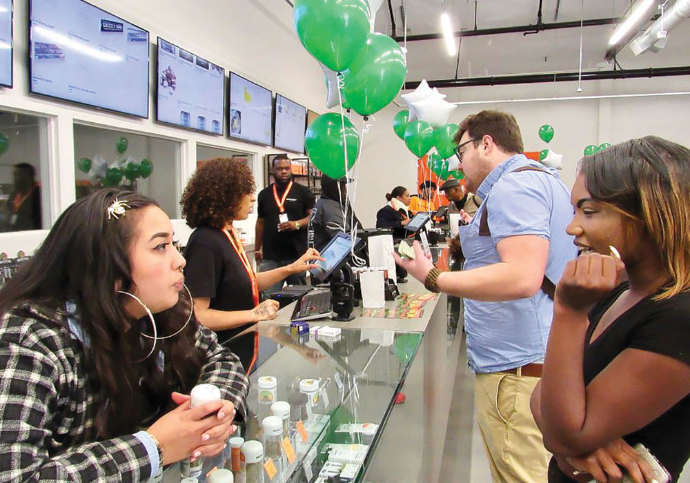 Blunts & Moore was the first dispensary to open under Oakland, California’s cannabis equity program. To qualify, individuals must have had a cannabis conviction or live in a community found to be overpoliced with regards to cannabis arrests. The goal of the program is to help them overcome the challenges of marginalized business owners. Photo courtesy Blunts & Moore.