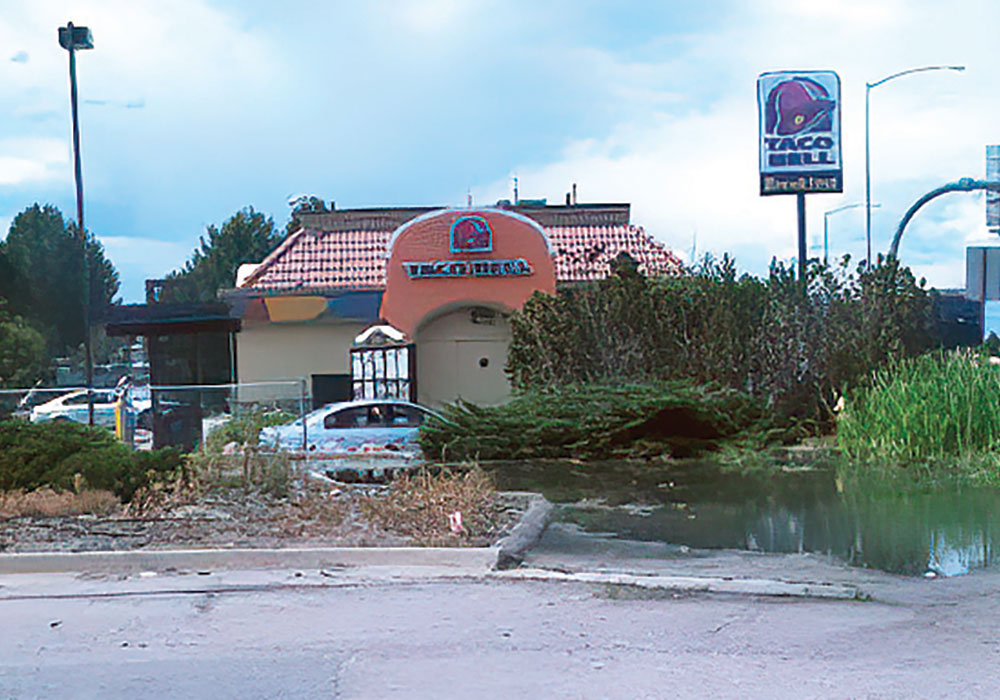 Before and after in Aurora, Colorado: New cannabis businesses have spurred rehab projects in vacant commercial properties, such as this former Taco Bell. Photos Courtesy Aurora Marijuana Enforcement Division.