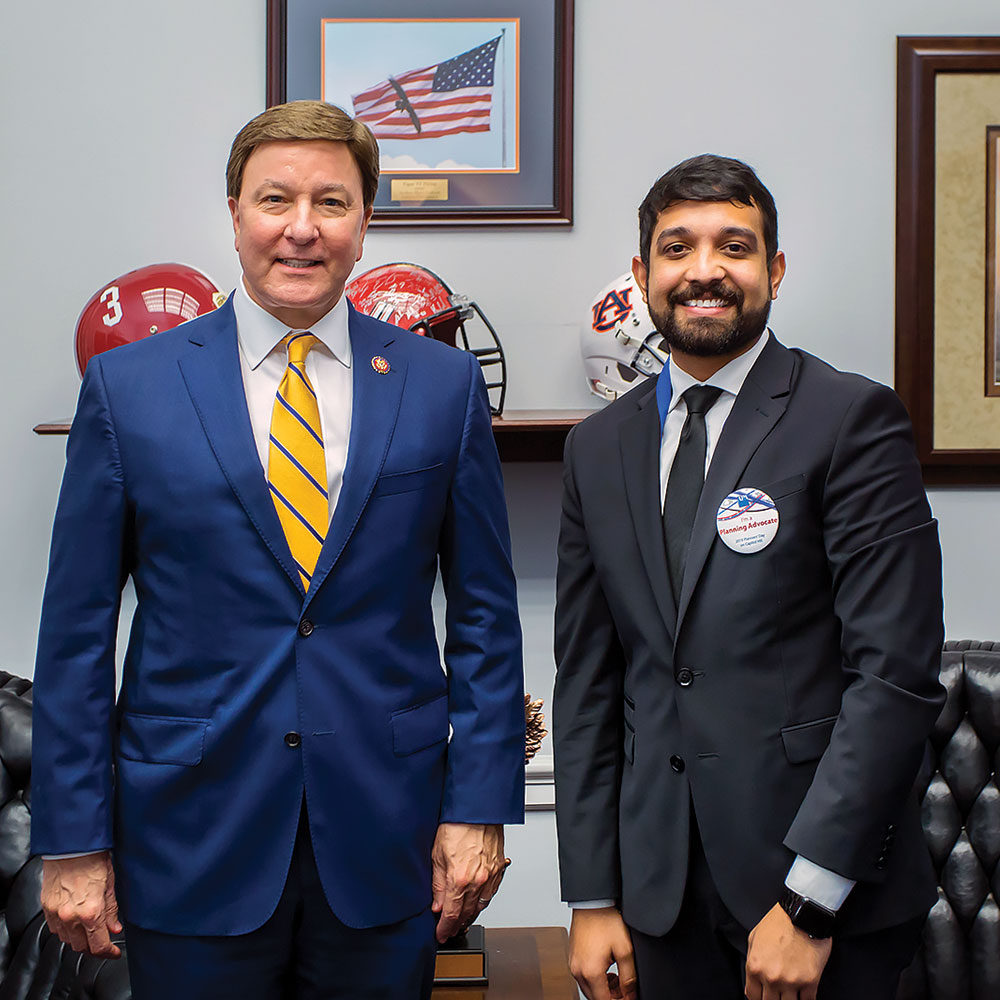 Rajiv Kumar Myana poses with U.S. Rep. Mike Rogers (R-Ala.) after a congressional meeting. American Planning Association photo.