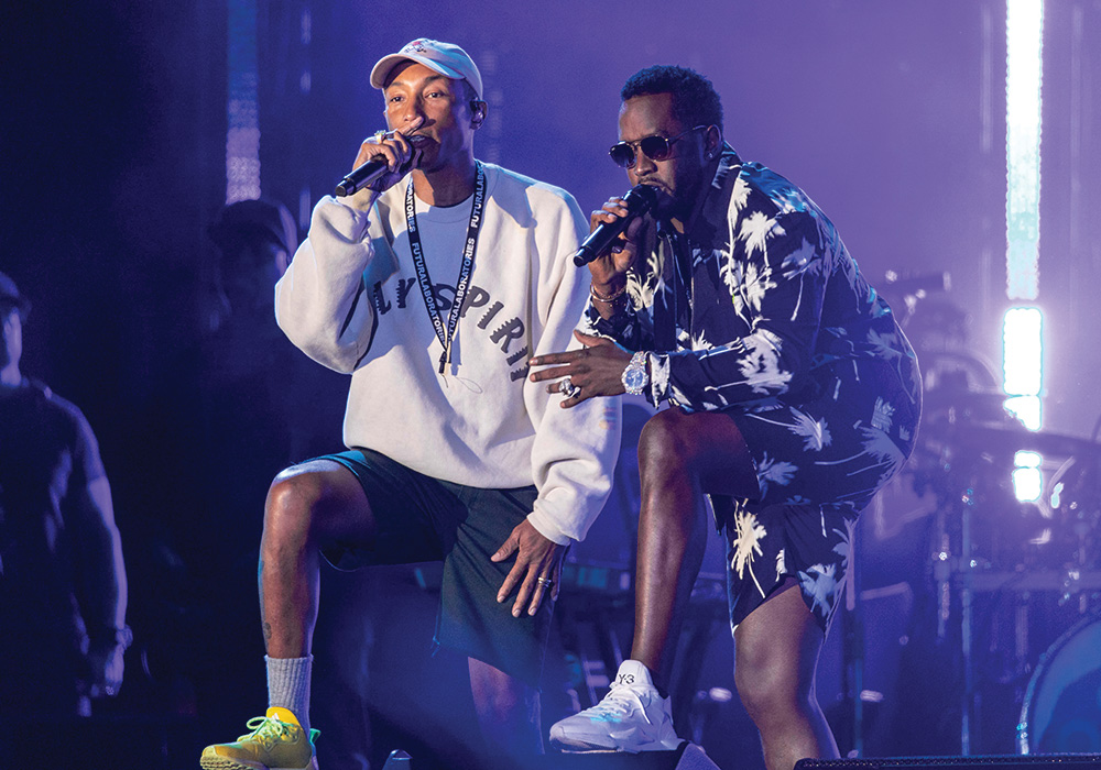 Virginia Beach local and Something in the Water founder Pharrell Williams performs with Diddy last April during the inaugural festival. Photo by Daniel Deslover/Zuma Wire.