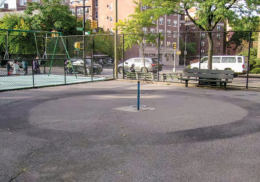 Browne Park in downtown Flushing, Queens, before its renovation. Photo courtesy NYC Parks.