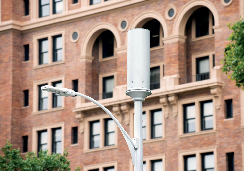 A small cell on a light post in Pittsburgh. Photo courtesy Crown Castle.