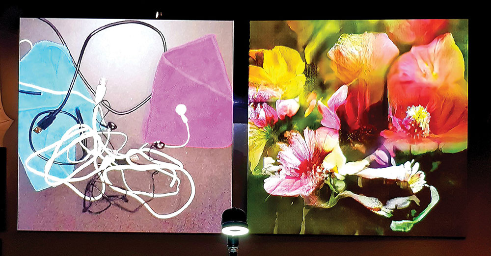 Artist Memo Akten illustrates how computer vision algorithms can only interpret the world based on what they have been trained to see before — in this case, everything is flowers. From Learning to See (2017), part of the Barbican’s More Than Human Exhibit (2019). Photo courtesy the artist.