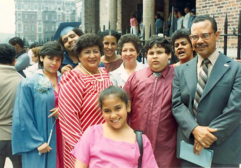Planning Winter 2021 11 Women Whose Work Can Inspire Post-Pandemic Planning Evelina López Antonetty (center in red striped dress) with her sister Lillian López, among others. Photo courtesy Center for Puerto Rican Studies Library & Archives, Hunter College, CUNY