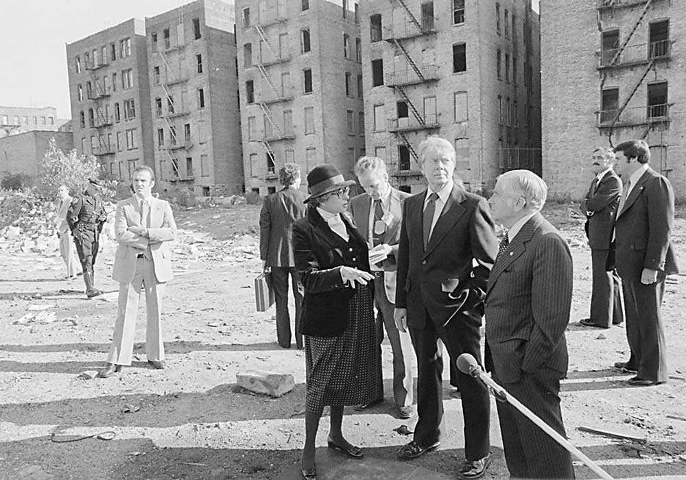 Planning Winter 2021 11 Women Whose Work Can Inspire Post-Pandemic Planning Patricia Roberts Harris, with Jimmy Carter and New York Mayor Abraham Beame on a tour of the South Bronx. Photo courtesy NARA